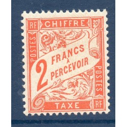 Timbre France Taxes Yvert 41 Type Duval 2f Rouge Orange neuf * avec charnière