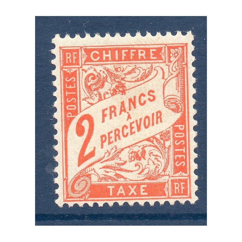 Timbre France Taxes Yvert 41 Type Duval 2f Rouge Orange neuf * avec charnière