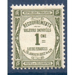Timbre France Taxes Yvert 43 Type Recouvrement 1c Olive neuf **