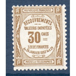 Timbre France Taxes Yvert 46 Type Recouvrement 30c Bistre neuf **