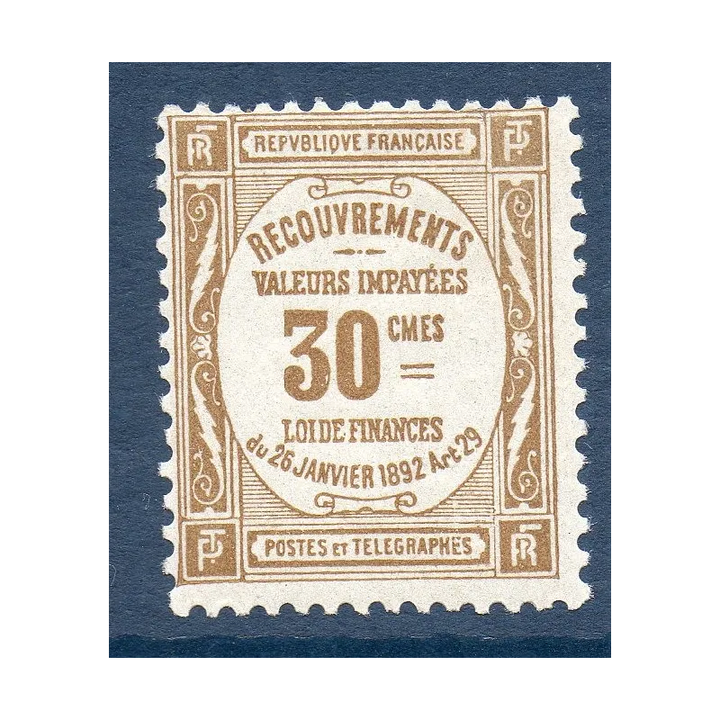 Timbre France Taxes Yvert 46 Type Recouvrement 30c Bistre neuf ** Timbre France Taxes Yvert 46 Type Recouvrement 30c Bistre neuf **