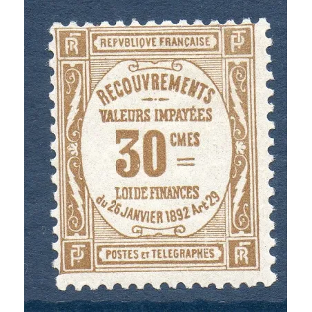 Timbre France Taxes Yvert 46 Type Recouvrement 30c Bistre neuf **