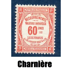 Timbre France Taxes Yvert 48 Type Recouvrement 60 Rouge neuf * avec charnière