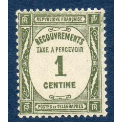 Timbre France Taxes Yvert 55 Type Recouvrement 1c olive neuf **