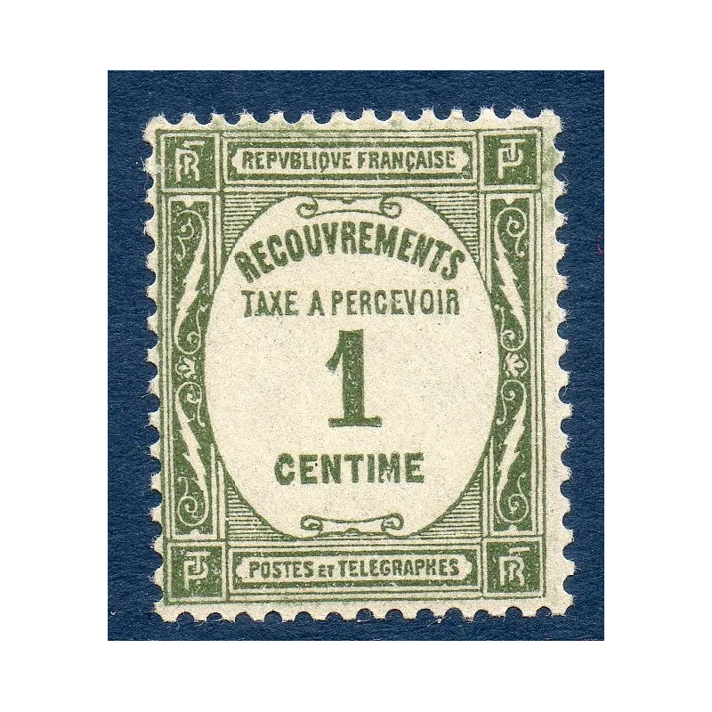 Timbre France Taxes Yvert 55 Type Recouvrement 1c olive neuf ** Timbre France Taxes Yvert 55 Type Recouvrement 1c olive neuf **