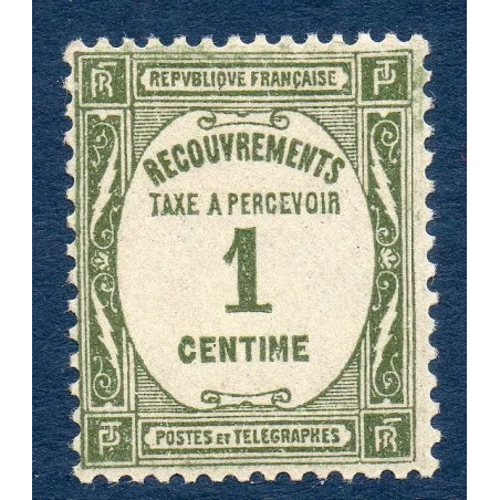 Timbre France Taxes Yvert 55 Type Recouvrement 1c olive neuf **