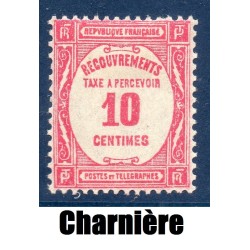 Timbre France Taxes Yvert 56 Type Recouvrement 10c Rose neuf * avec charnière