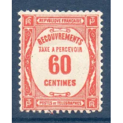 Timbre France Taxes Yvert 58 Type Recouvrement 60c Rouge neuf **