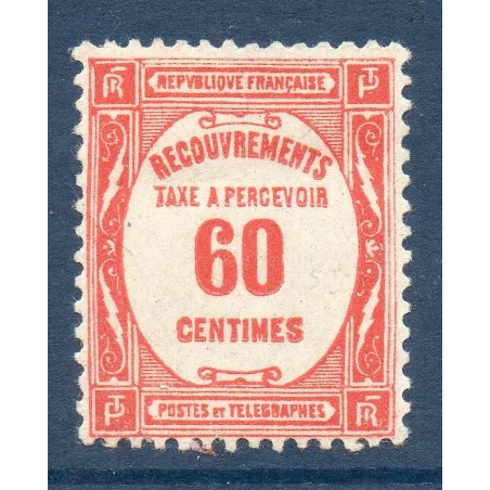 Timbre France Taxes Yvert 58 Type Recouvrement 60c Rouge neuf **