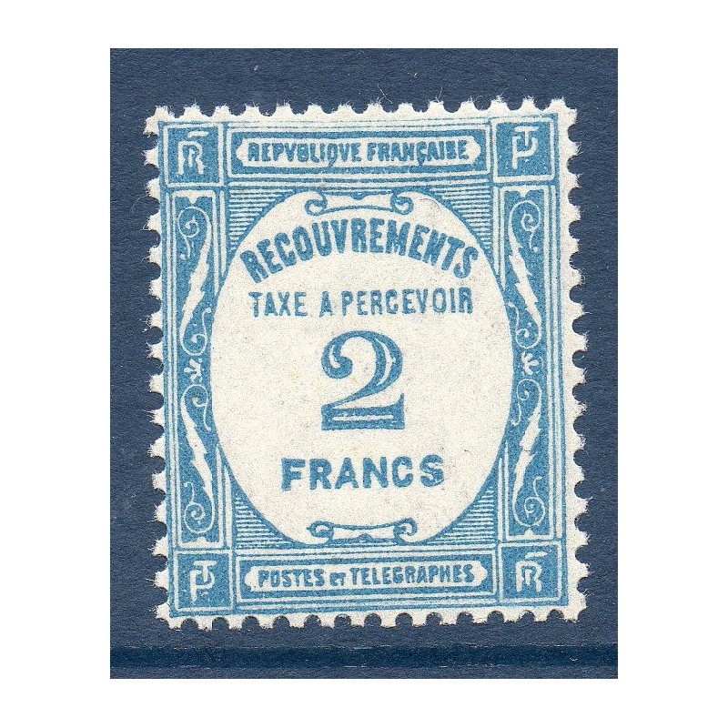 Timbre France Taxes Yvert 61 Type Recouvrement 2f Bleu neuf **