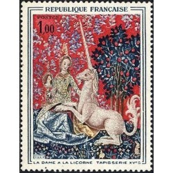 Timbre France Yvert No 1425 La Dame à la licorne, tapisserie