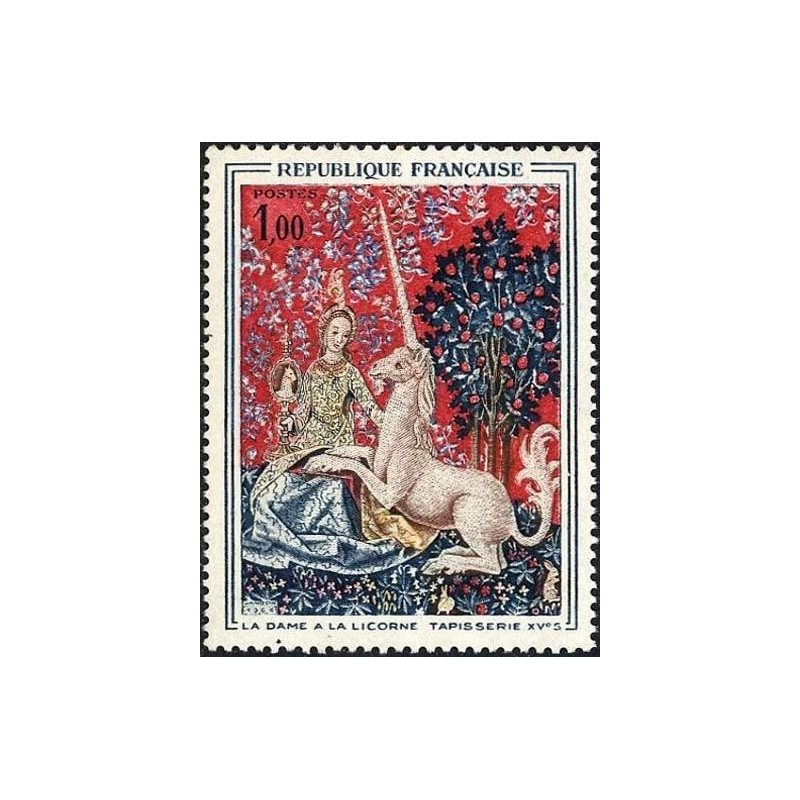 Timbre France Yvert No 1425 La Dame à la licorne, tapisserie
