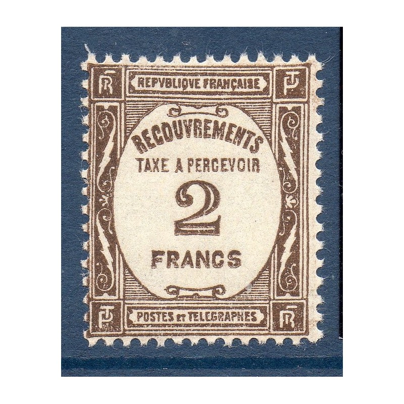 Timbre France Taxes Yvert 62 Type Recouvrement 2f sépia neuf **