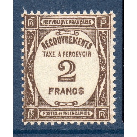 Timbre France Taxes Yvert 62 Type Recouvrement 2f sépia neuf **