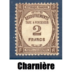 Timbre France Taxes Yvert 62 Type Recouvrement 2f sépia neuf * avec charnière