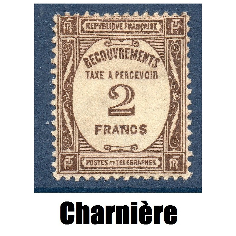 Timbre France Taxes Yvert 62 Type Recouvrement 2f sépia neuf * avec charnière