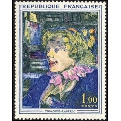 Timbre France Yvert No 1426 Toulouse Lautrec, la serveuse anglaise du star, au Havre
