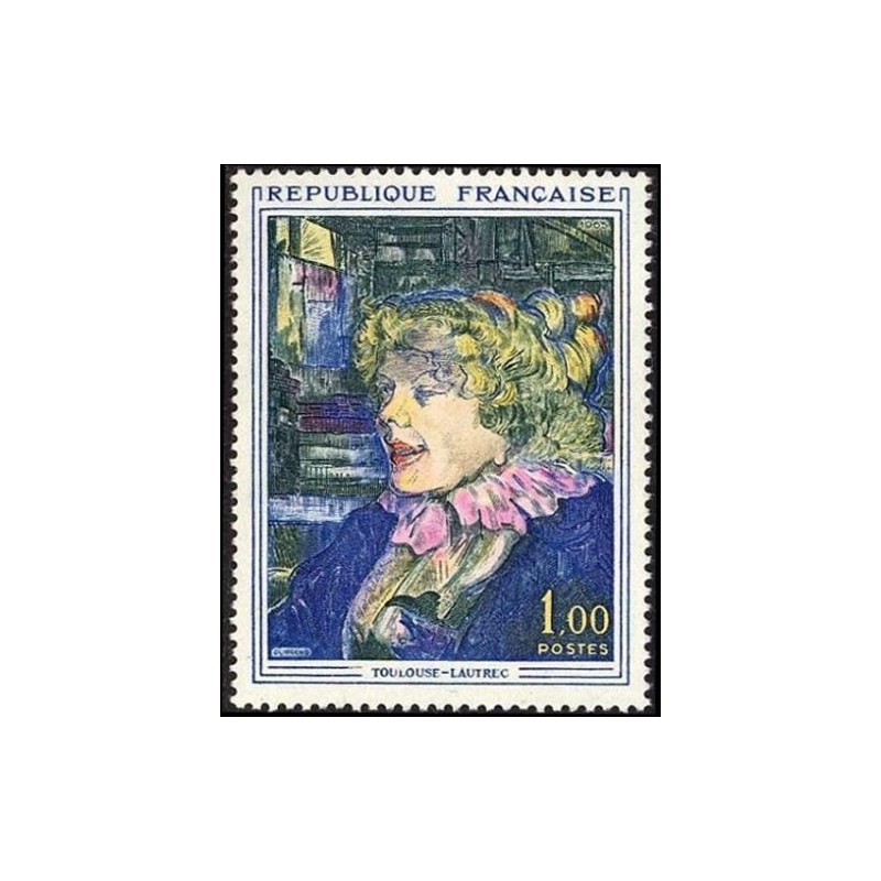 Timbre France Yvert No 1426 Toulouse Lautrec, la serveuse anglaise du star, au Havre