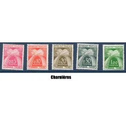 Timbres France Taxes Yvert 90-94 Types Gerbes Légende République Française, neuf * avec charnière