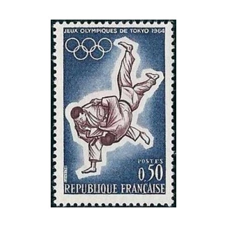 Timbre France Yvert No 1428 Tokyo, jeux olympiques le judo