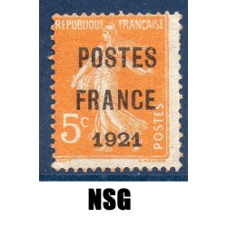 Timbre France Préoblitérés Yvert 33 semeuse poste France 1922 5c orange neuf sans gomme