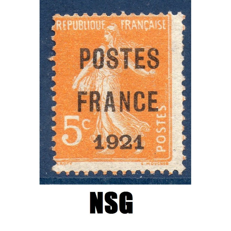 Timbre France Préoblitérés Yvert 33 semeuse poste France 1921 5c