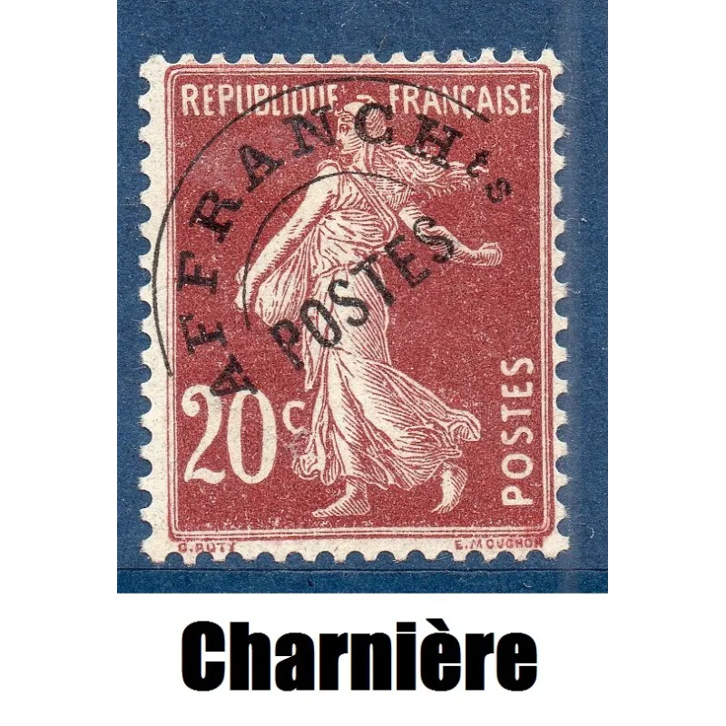 Timbre France Préoblitérés Yvert 54 Type semeuse 20c lilas-brun neuf * avec charnière Timbre France Préoblitérés Yvert 54 Type semeuse 20c lilas-brun neuf * avec charnière