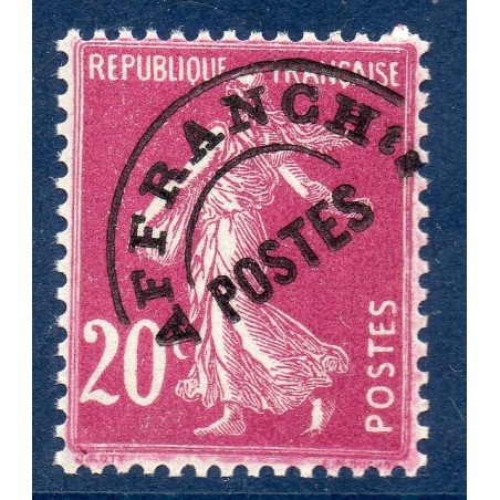 Timbre France Préoblitérés Yvert 55 Type semeuse 20c lilas-rose neuf **