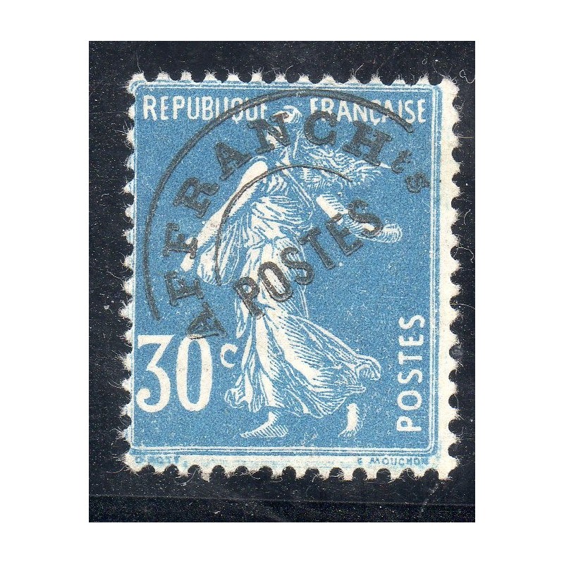 Timbre France Préoblitérés Yvert 60 Type semeuse 30c bleu neuf **