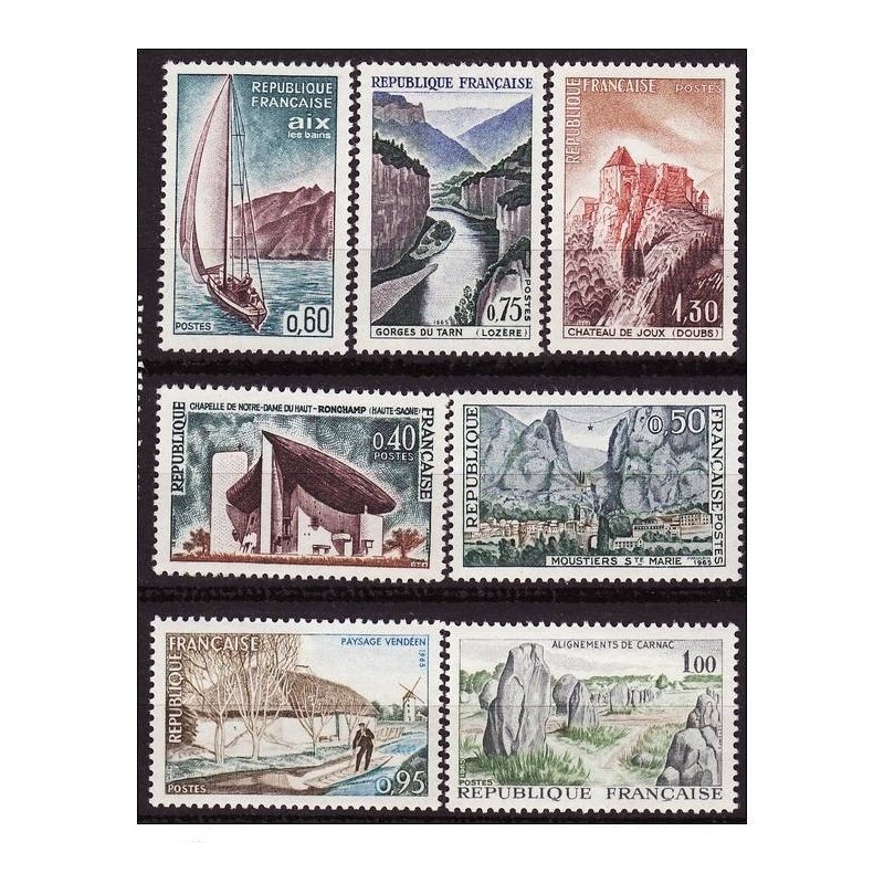 Timbre Yvert No 1435-1441 France série touristique