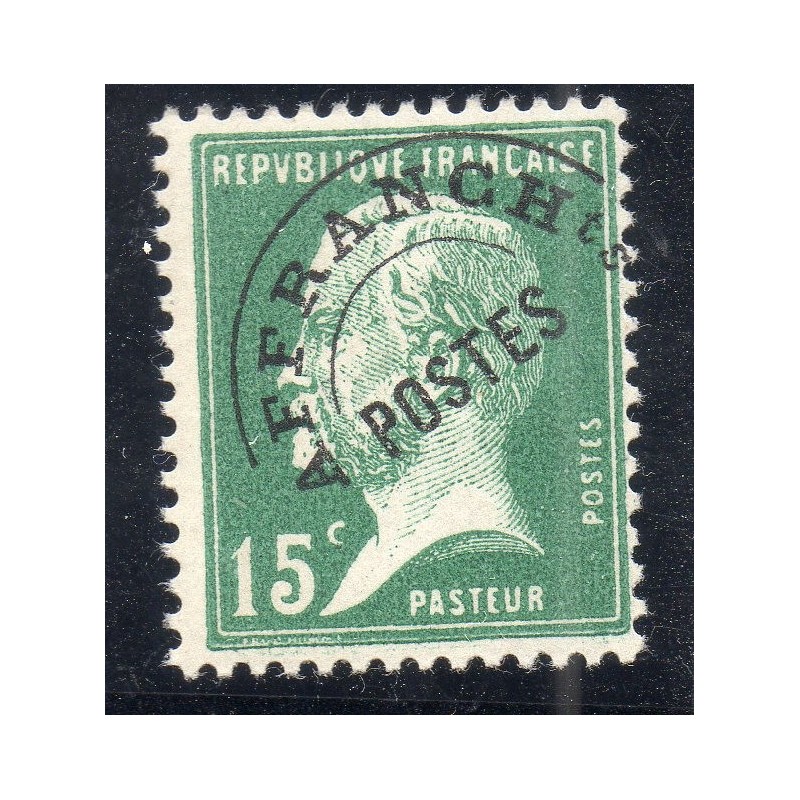 Timbre France Préoblitérés Yvert 65 Type Pasteur 15c vert neuf **