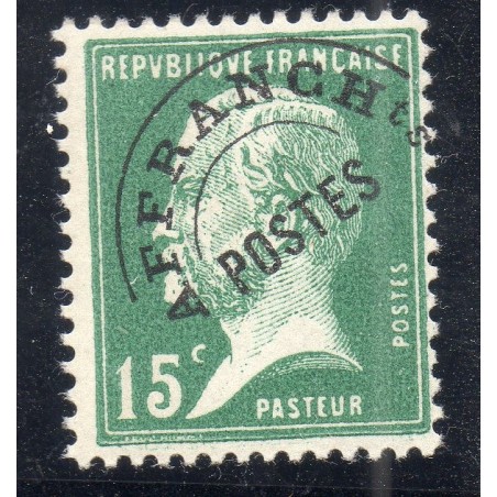 Timbre France Préoblitérés Yvert 65 Type Pasteur 15c vert neuf **