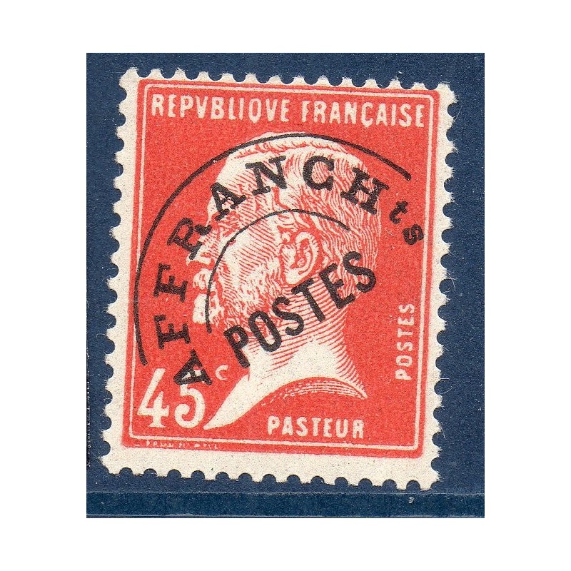 Timbre France Préoblitérés Yvert 67 Type Pasteur 45c rouge neuf **