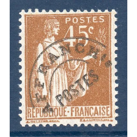 Timbre France Préoblitérés Yvert 71 Type Paix 45c bistre neuf **