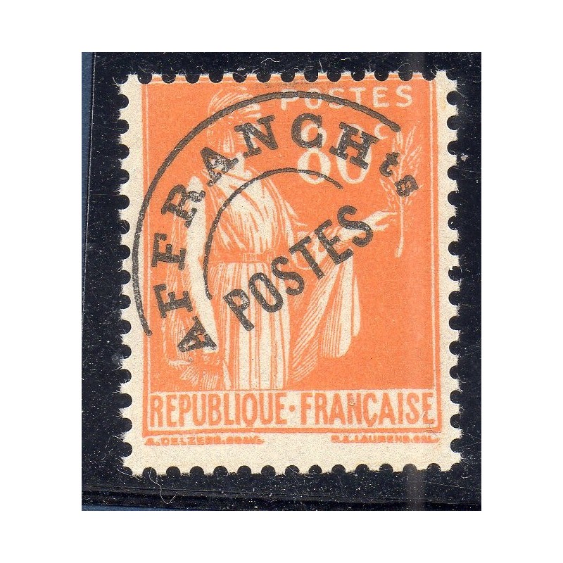 Timbre France Préoblitérés Yvert 75 Type Paix 80c orange neuf **