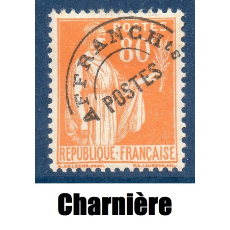 Timbre France Préoblitérés Yvert 75 Type Paix 80c orange neuf * avec charnière