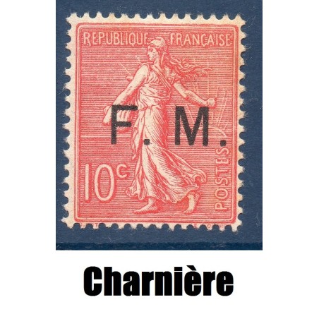 Timbre Franchise Militaire Yvert 4 semeuse lignée 10c rose neuf * avec charnière