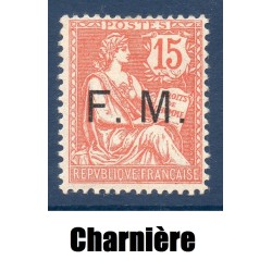 Timbre Franchise Militaire Yvert 2 type mouchon 15c vermillon neuf * avec charnière