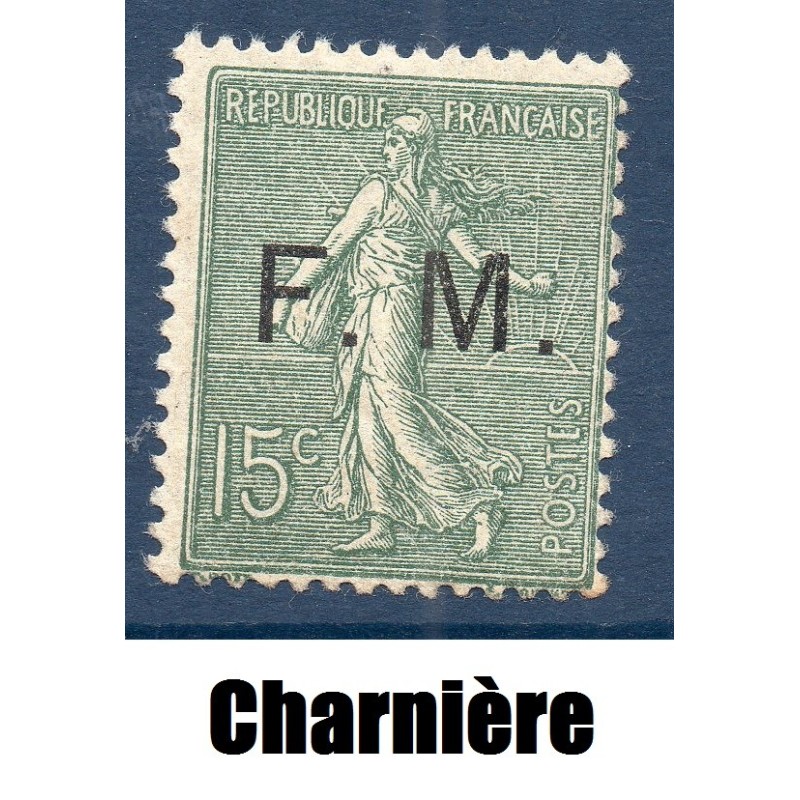 Timbre Franchise Militaire Yvert 3 type semeuse lignée 15c vert olive neuf * avec charnière