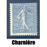 Timbre France Yvert No 132 semeuse lignée 25c bleu neuf * avec charnière