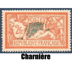 Timbre France Yvert No 145 Type merson 2f orange et vert bleu neuf * avec charnière