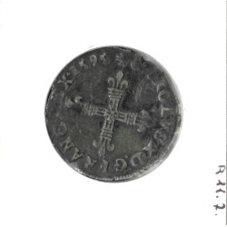 1/4 ou quart d'Ecu Croix de Face 1595 T Nantes Charles X pièce de monnaie royale