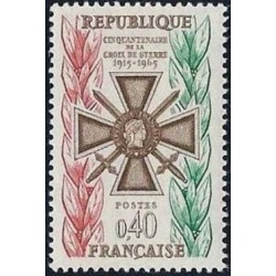 Timbre France Yvert No 1452 La croix de guerre, cinquantenaire