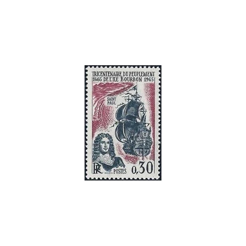 Timbre France Yvert No 1461 Peuplement de l'ile Bourbon