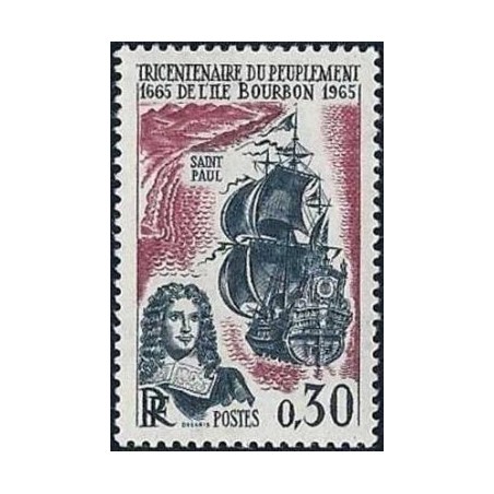 Timbre France Yvert No 1461 Peuplement de l'ile Bourbon