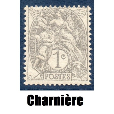 Timbre France Yvert No 107 Type blanc 1c gris neuf * avec trace de charnière