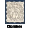 Timbre France Yvert No 107 Type blanc 1c gris neuf * avec trace de charnière