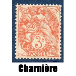 Timbre France Yvert No 109 Type blanc 3c Orange neuf * avec trace de charnère