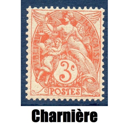 Timbre France Yvert No 109 Type blanc 3c Orange neuf * avec trace de charnère