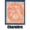 Timbre France Yvert No 109 Type blanc 3c Orange neuf * avec trace de charnère